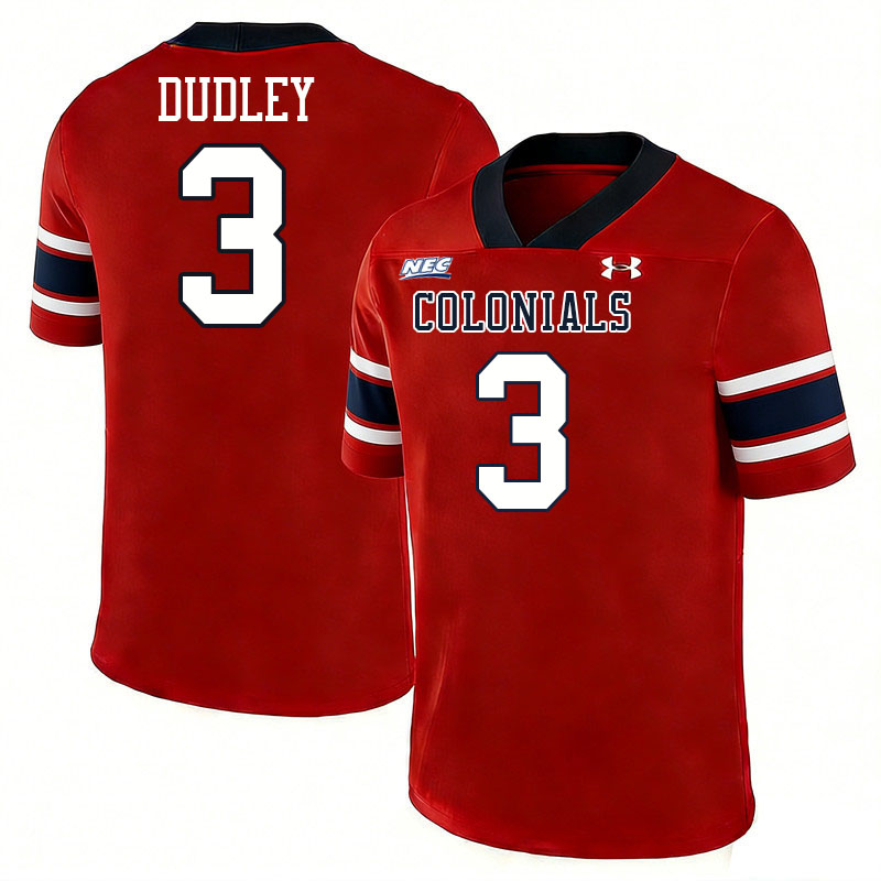Robert Morris Colonials #3 Ameer Dudley College Football Jerseys,Uniforms Stitched-Red
